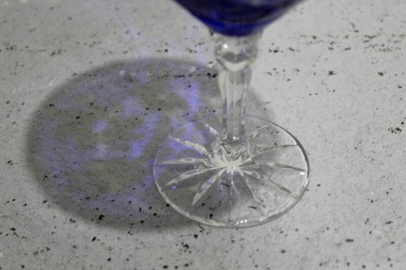 Vintage crystal martini glass - cobalt blue