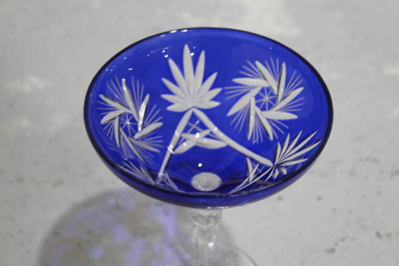 Vintage crystal martini glass - cobalt blue