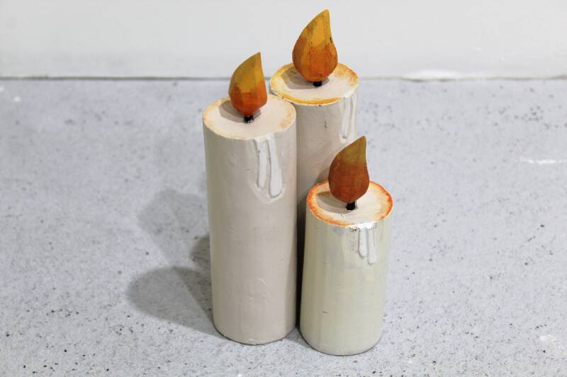 Vintage Wood Carved Candles - Christmas
