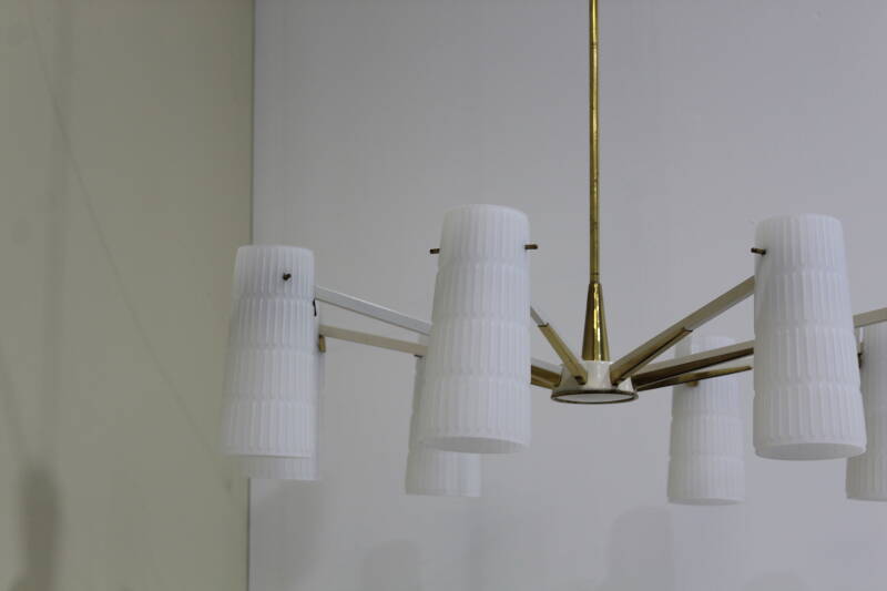 Vintage brass pendant lamp 8-arms | 01019