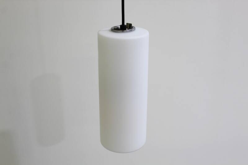 Vintage pendant lamp opal glass white - Glashutte Limburg 70s | 01033