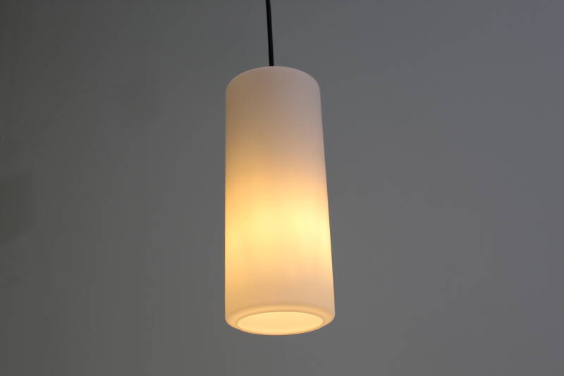 Vintage pendant lamp opal glass white - Glashutte Limburg 70s | 01033