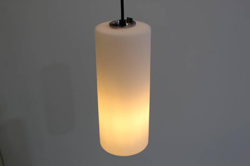 Vintage pendant lamp opal glass white - Glashutte Limburg 70s | 01033
