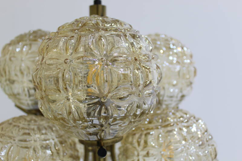 Vintage pendant lamp Richard Essig - 6 arms, brass 70s | 01004