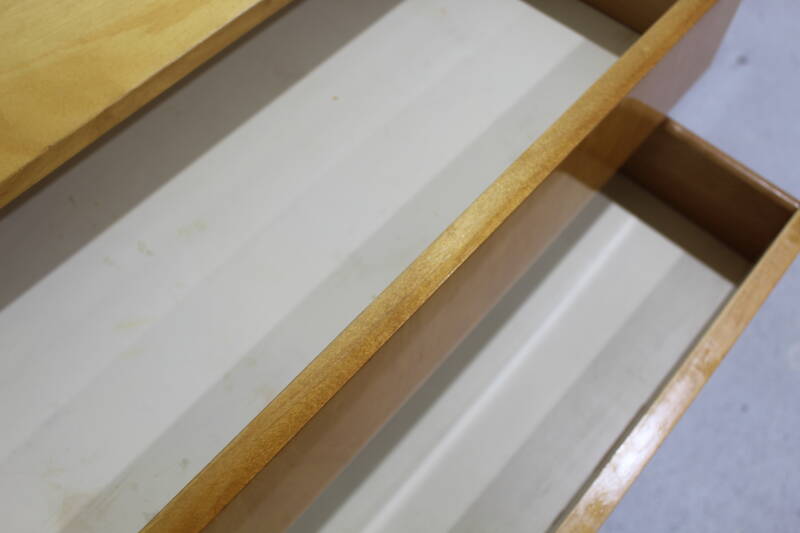 Vintage set of bedside tables, chests of drawers - light wood, mid century | 01042