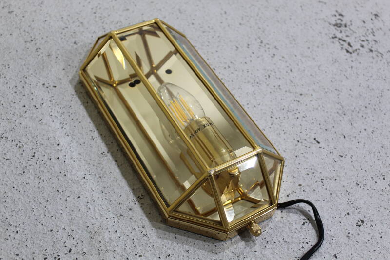 Vintage wall lamp - brass, 70s | 01039 — with cord