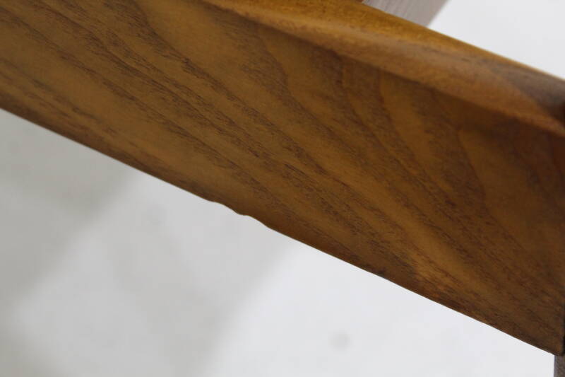 Vintage dining chair - teak, black leatherette 1960s | 01043