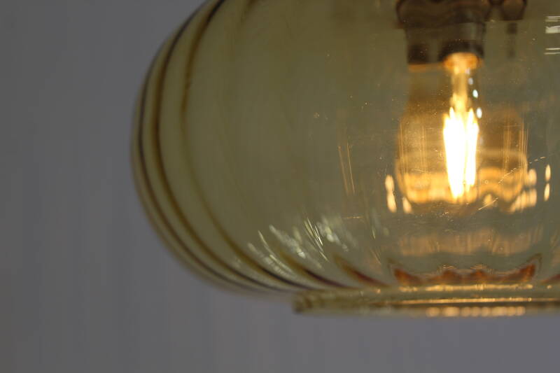 Vintage pendant lamp - brass amber colored 70s | 01040