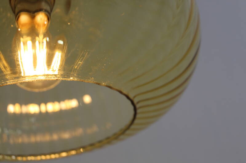 Vintage pendant lamp - brass amber colored 70s | 01040