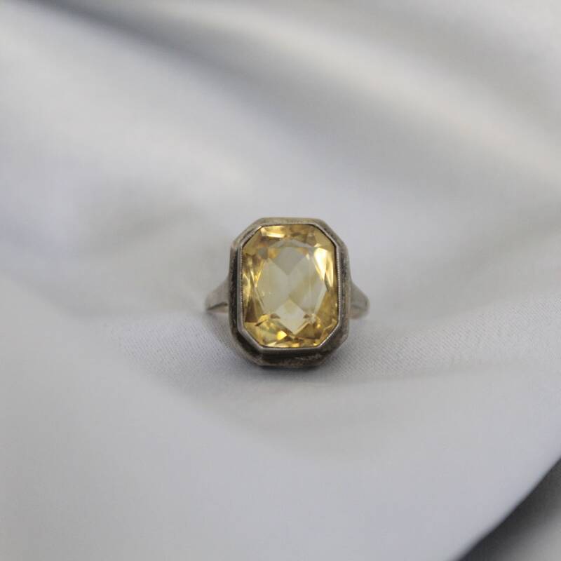Vintage Silberring, Citrin