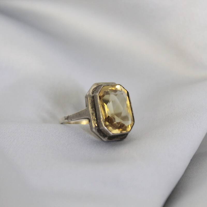 Vintage Silberring, Citrin