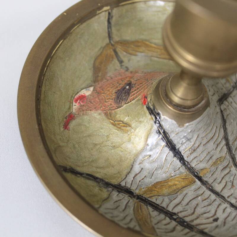 Vintage brass candlestick with drawing