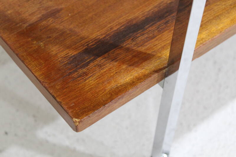 Vintage serveerwagen, barcart - jaren '60, chroom hout | 01093