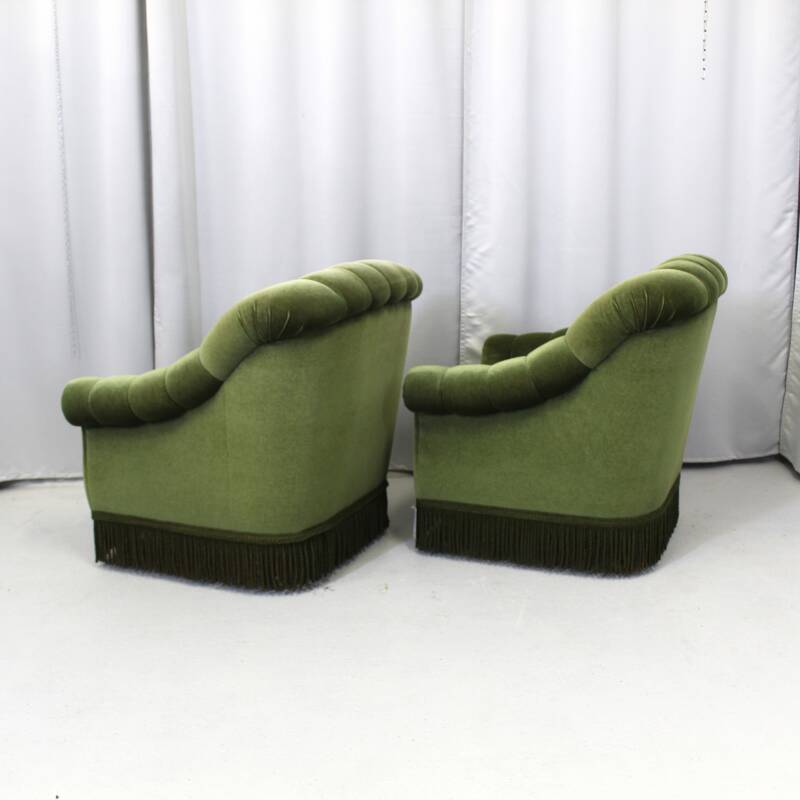 Vintage fauteuil green velvet