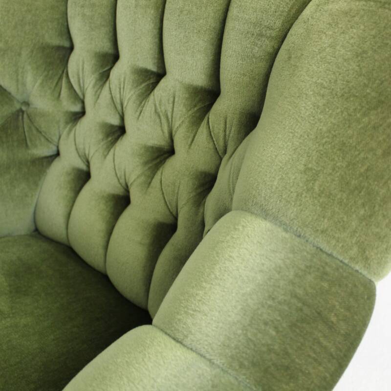 Vintage fauteuil green velvet