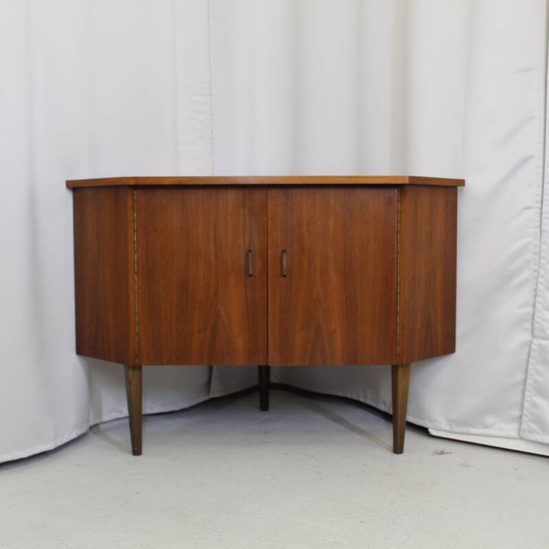 Vintage hoekkast, audiomeubel