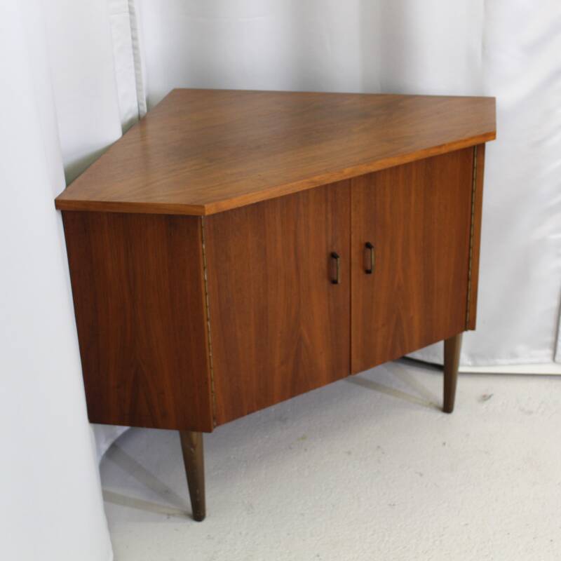 Vintage hoekkast, audiomeubel