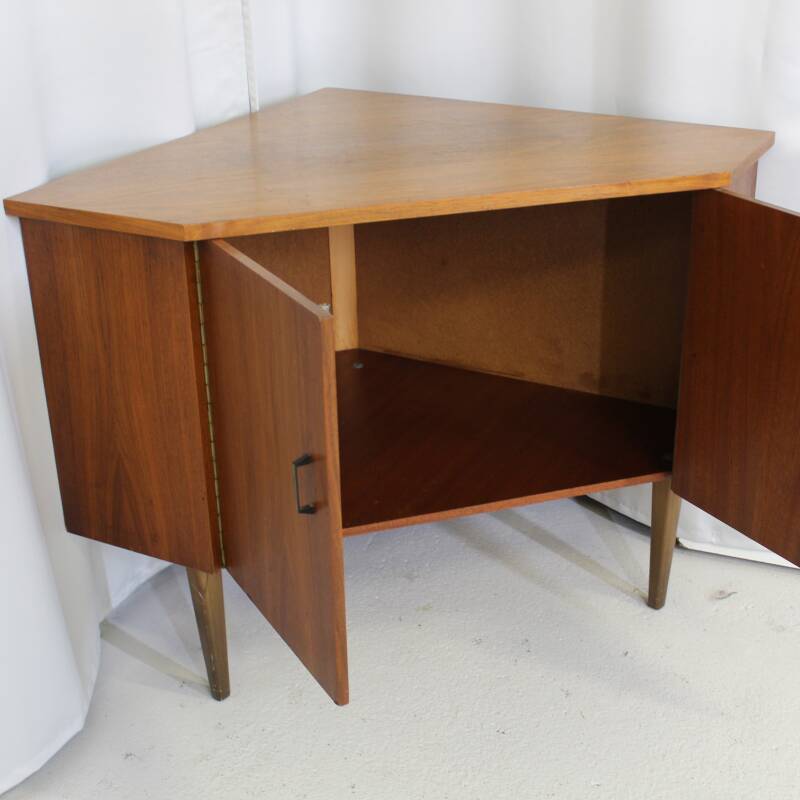 Vintage hoekkast, audiomeubel