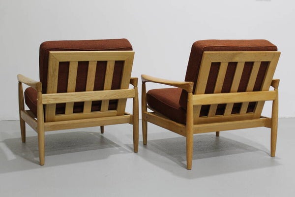 Vintage design fauteuil door Erik Wørts voor IKEA - jaren '60, eiken, rood | 01169