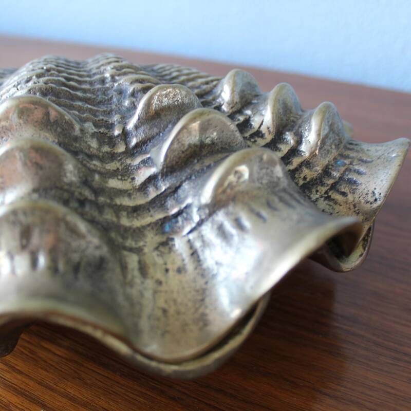 Vintage messing schelp, sieradendoos