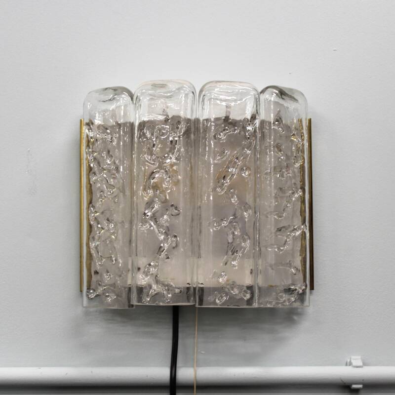 Vintage DORIA wandlamp - iced glass