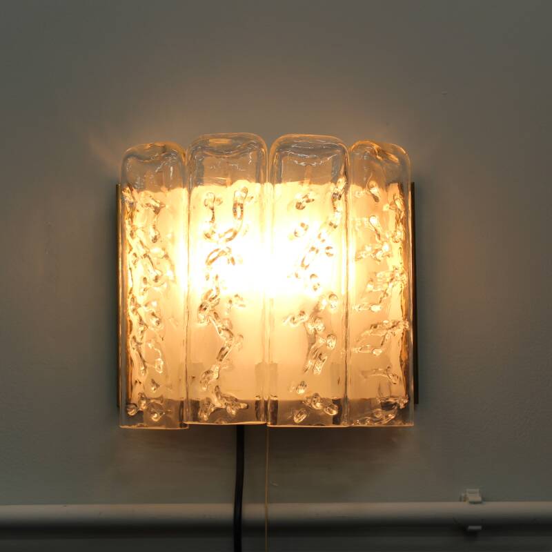Vintage DORIA wandlamp - iced glass