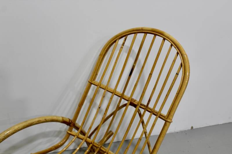 Vintage rieten schommelstoel - jaren '60 rotan | 01209