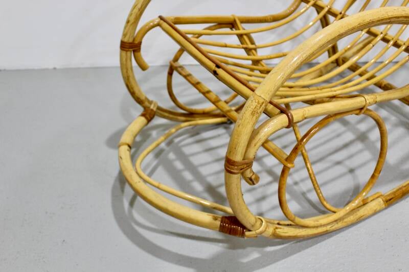 Vintage rieten schommelstoel - jaren '60 rotan | 01209