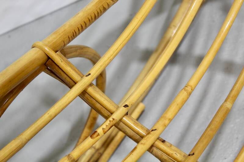 Vintage rieten schommelstoel - jaren '60 rotan | 01209