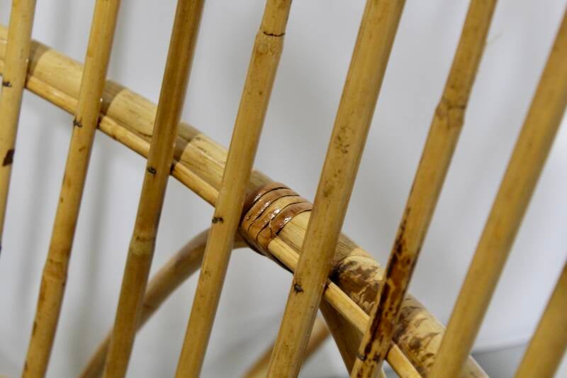 Vintage rieten schommelstoel - jaren '60 rotan | 01209