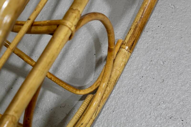 Vintage rieten schommelstoel - jaren '60 rotan | 01209