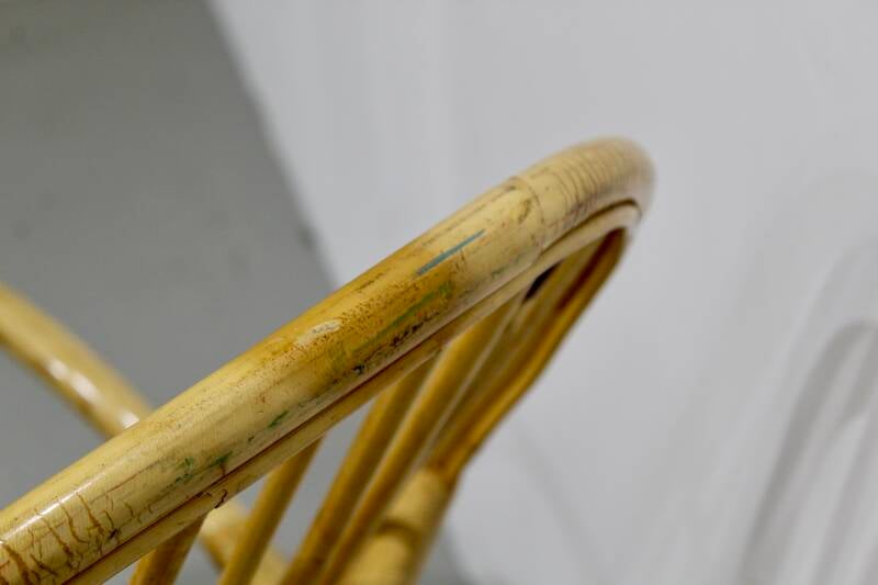 Vintage rieten schommelstoel - jaren '60 rotan | 01209