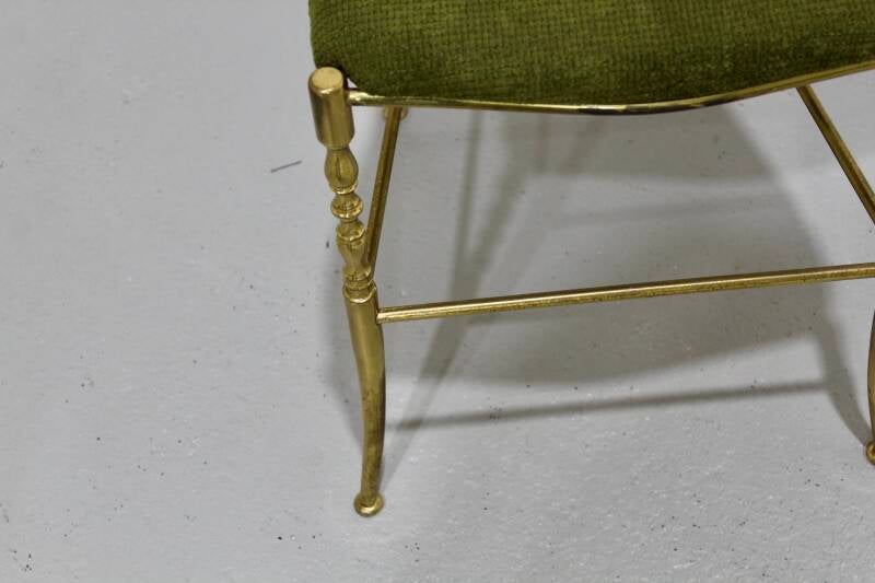 Vintage chiavari stoeltje - Italiaans, messing, groen | 01207