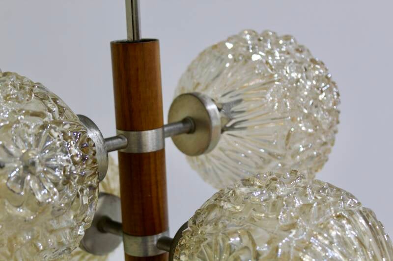 Vintage ceiling lamp, 4-arm lamp - wood, amber | 01200