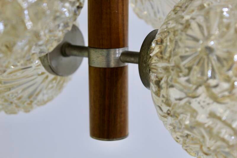 Vintage ceiling lamp, 4-arm lamp - wood, amber | 01200