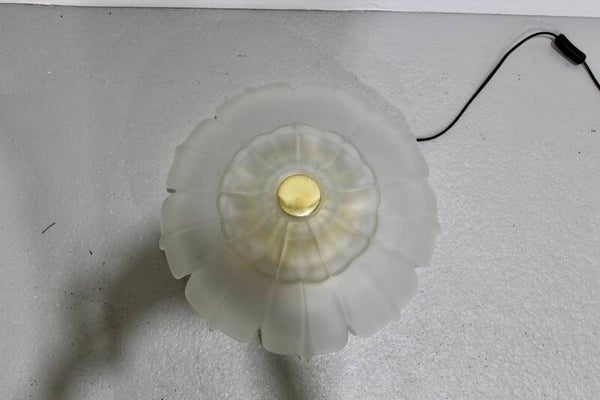 Vintage Deckenlampe, Deckenleuchte - Blumenform, 70er Jahre, Messing Glas | 01202