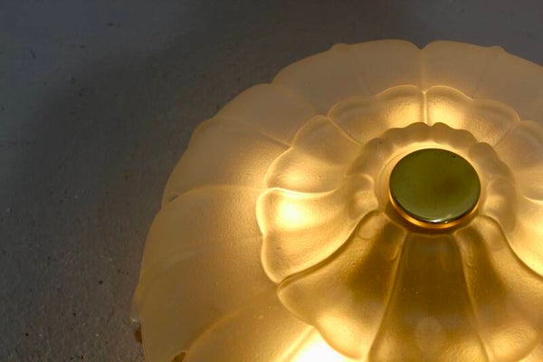 Vintage Deckenlampe, Deckenleuchte - Blumenform, 70er Jahre, Messing Glas | 01202