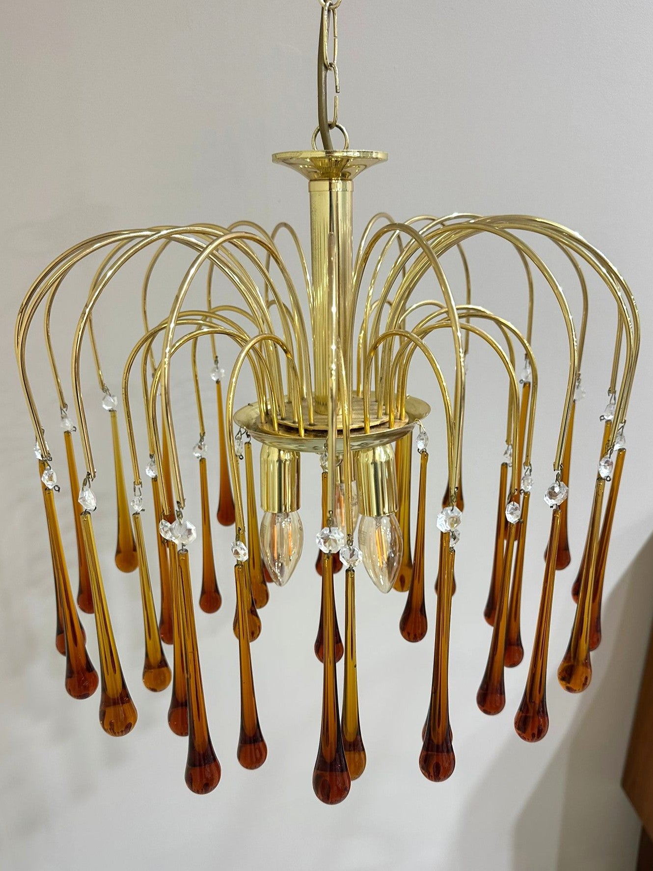 Vintage teardrop lamp - Murano, bruin, jaren '70