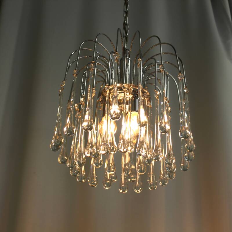 Vintage Murano teardrop lamp - zilver/transparant