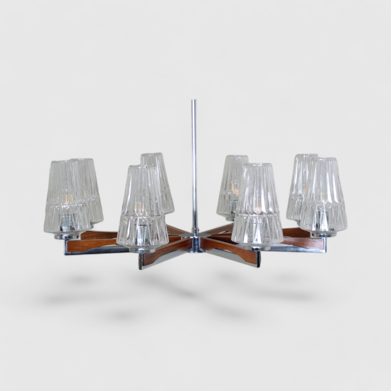 Vintage plafondlamp, kroonluchter 7-armig - jaren '50 | 01391
