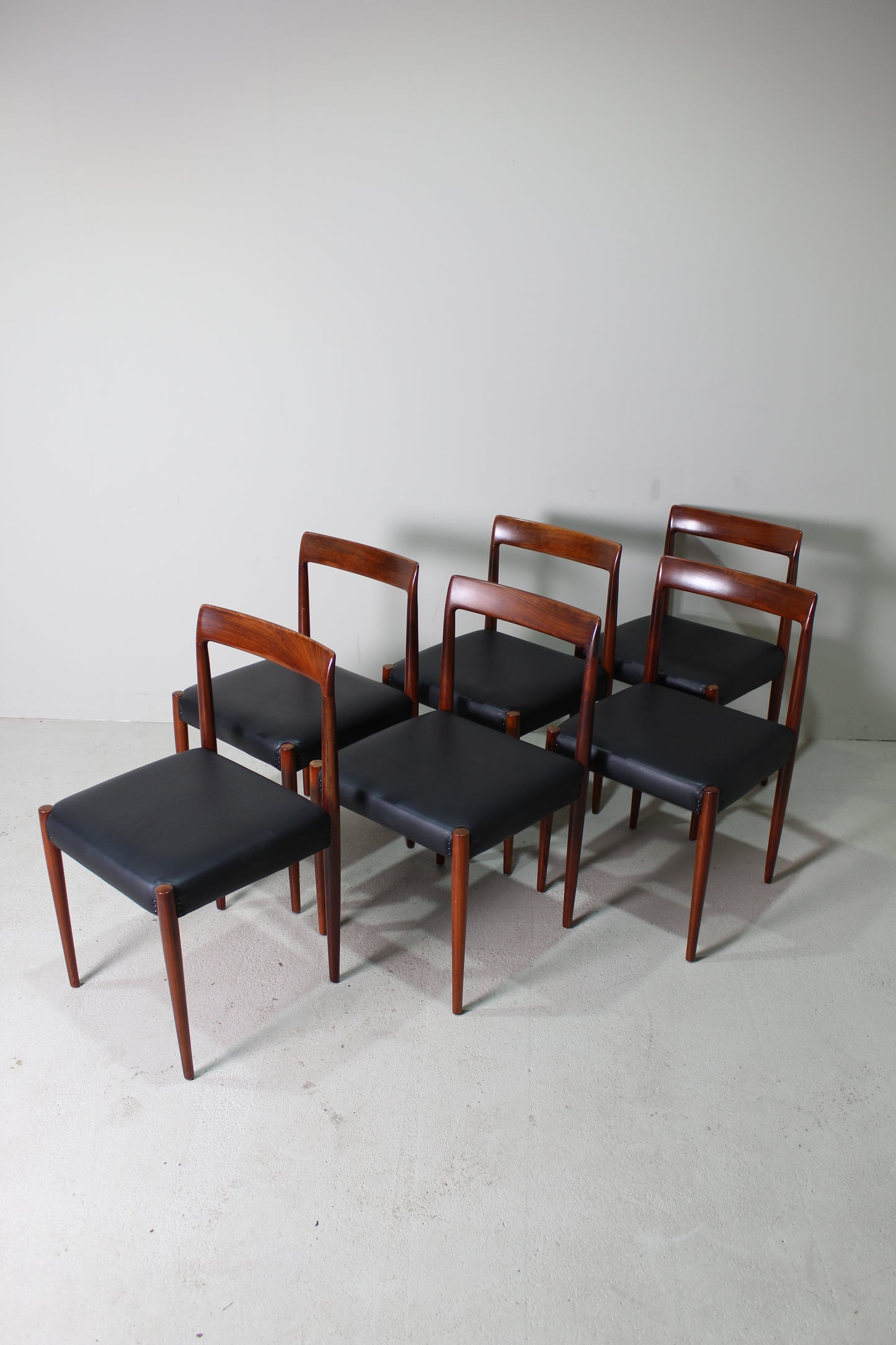 6x Vintage design eetkamerstoelen Lubke