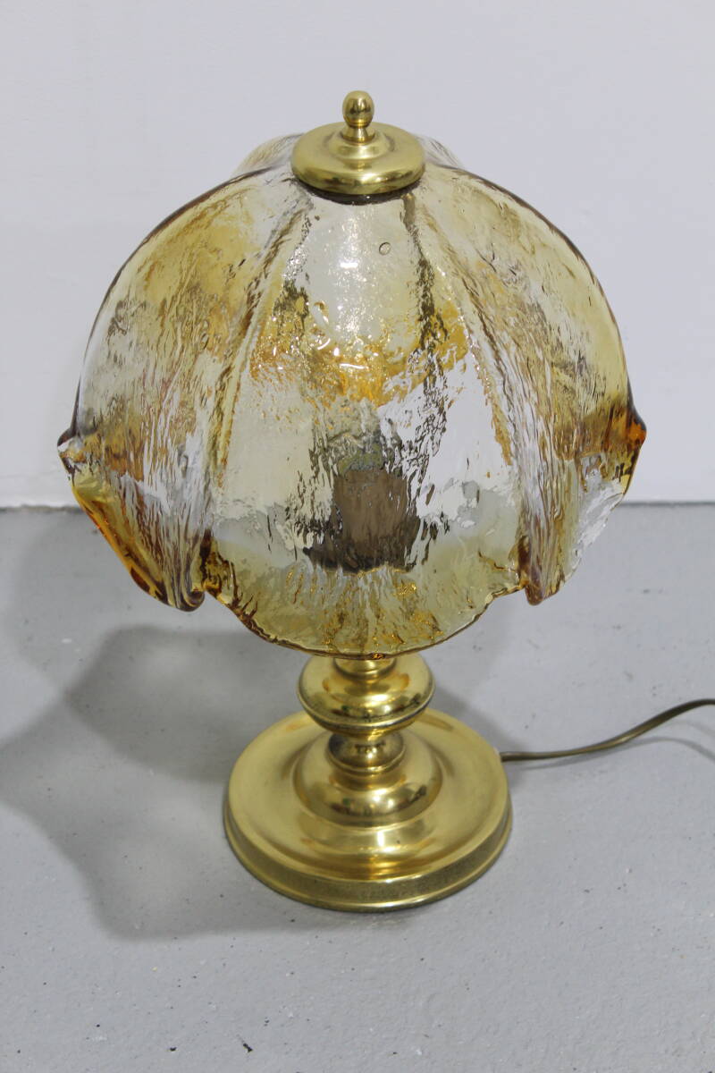 Vintage table lamp brass and glass - 70s | 01271