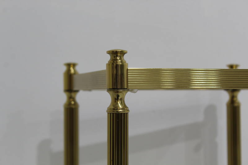 Vintage plantenstandaard, plantentafel - messing, rookglas | 00969