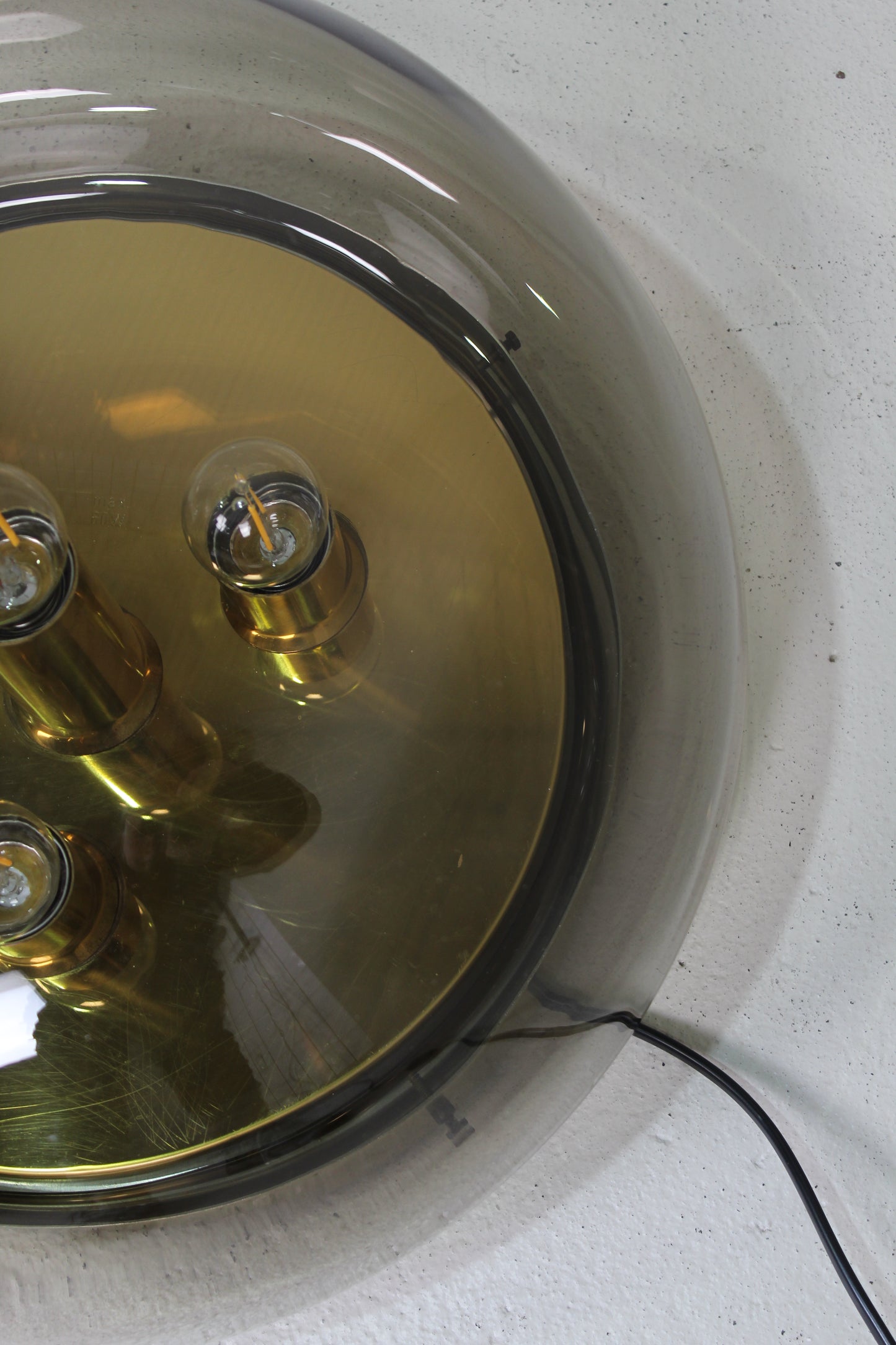 Vintage design plafondlamp rookglas, wandlamp - jaren '70