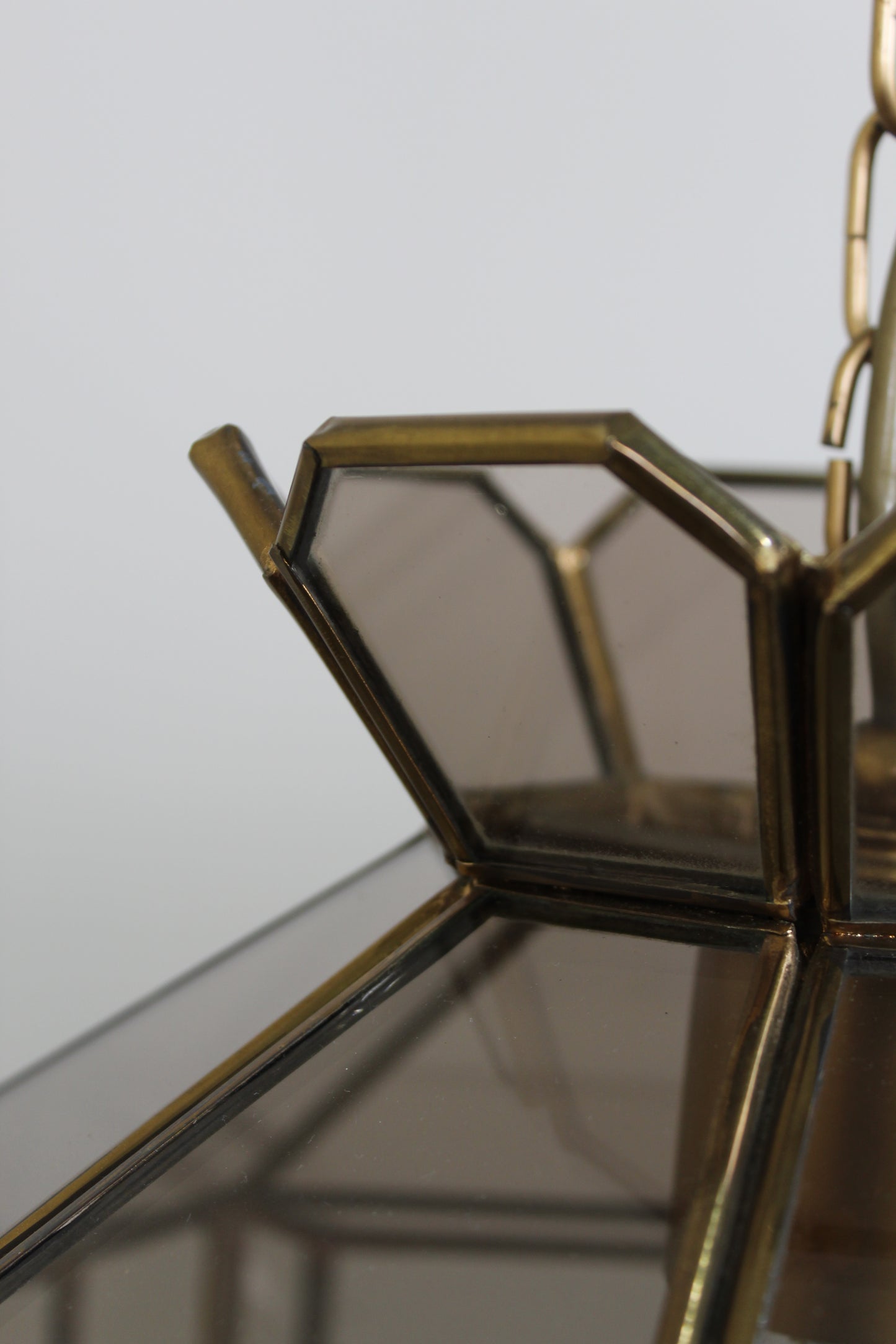 Vintage Pendelleuchte Buntglas - Rauchglas, 70er