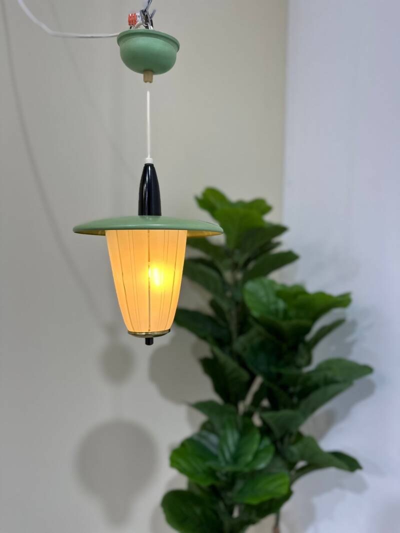 Vintage lamp, hanglamp - groen, jaren '50 | 01000