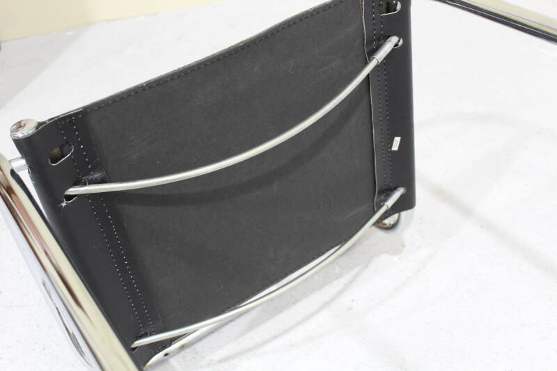 Vintage buisframe stoel - Italiaans, leer, zwart | 00937