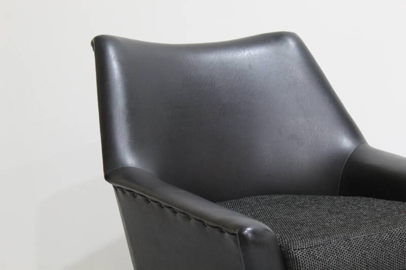 Vintage armchair, seat - black leatherette, 1960s | 00938