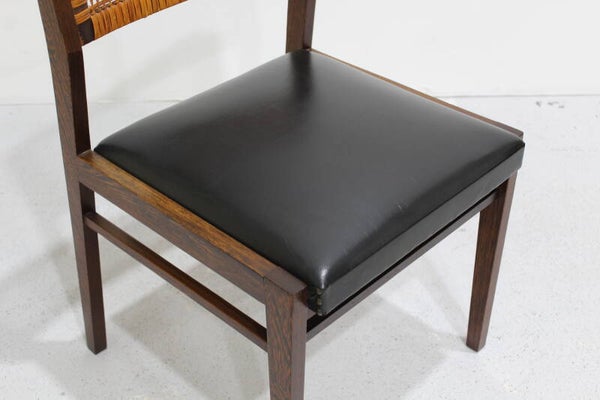 Vintage-Esszimmerstuhl – Wenge, Rattan, Kunstleder, 1960er Jahre | 01058