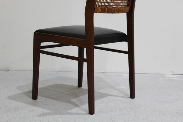 Vintage-Esszimmerstuhl – Wenge, Rattan, Kunstleder, 1960er Jahre | 01058
